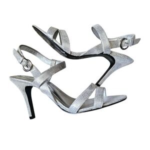 Kelly and Katie Heels Silver Metallic With Rhinestones, So Elegant Size 9 leathe